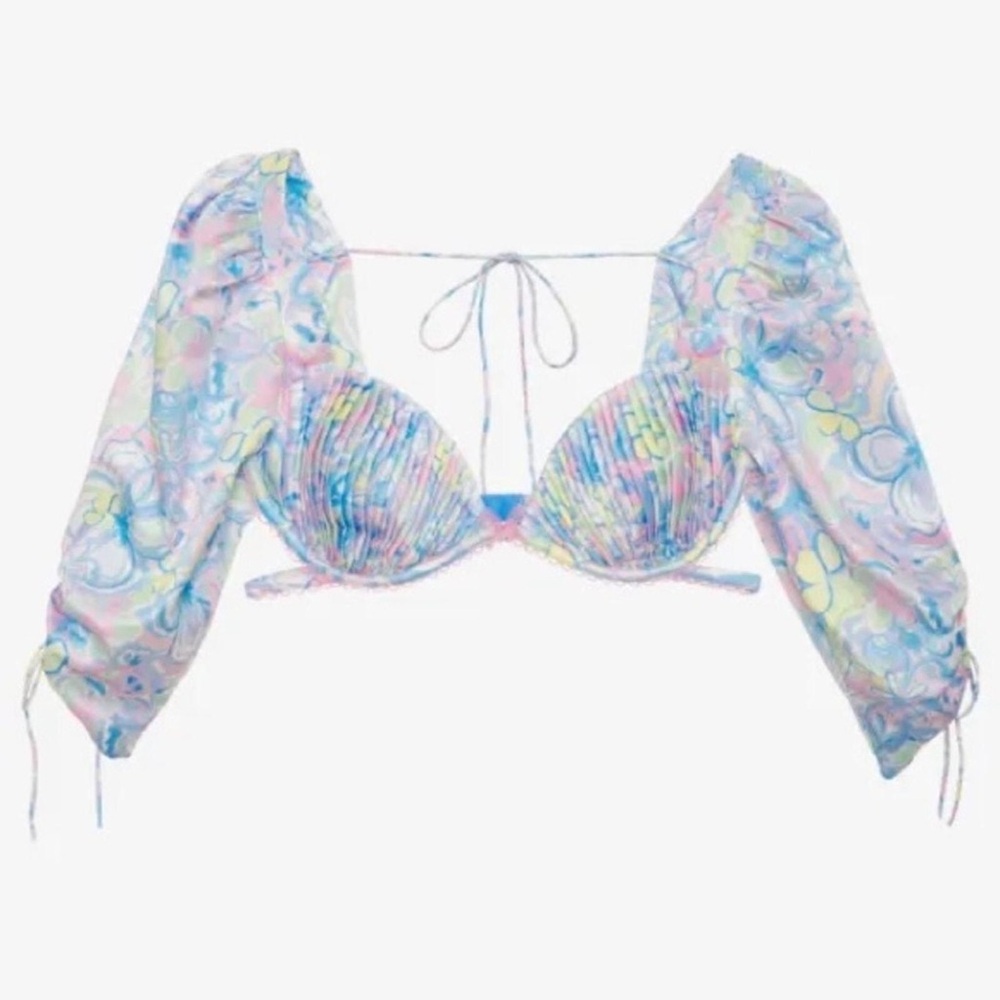 For Love & Lemons Blue Floral Bra Top Size M